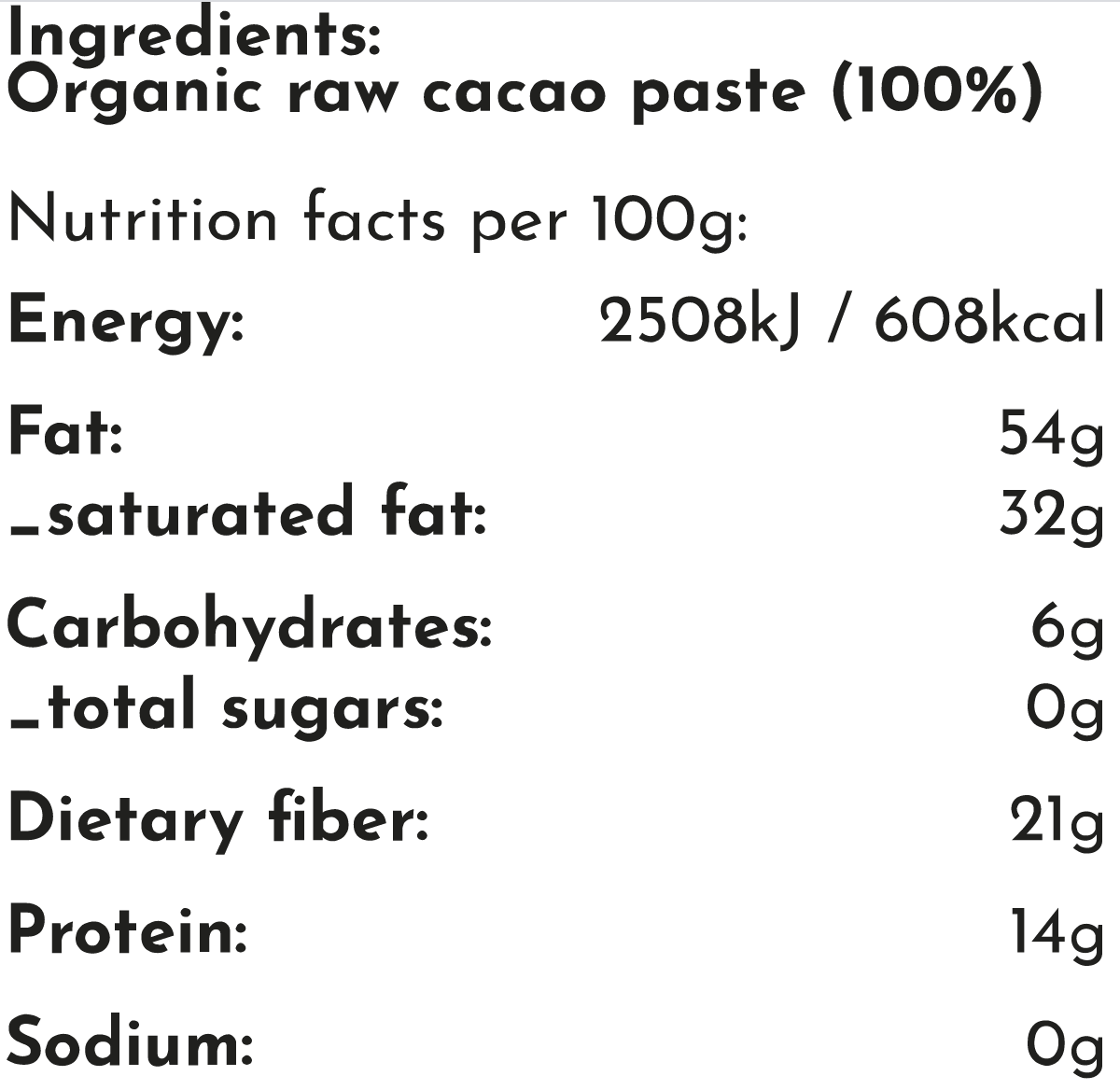 kakó seremónía 100 % Hrient frá Perú, lífrænt kakó