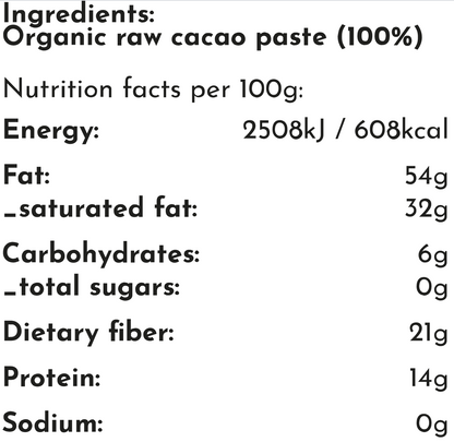 kakó seremónía 100 % Hrient frá Perú, lífrænt kakó